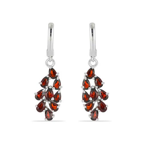 BUY 925 STERLING SILVER REAL GARNET GEMSTONE FLOWER EARRINGS